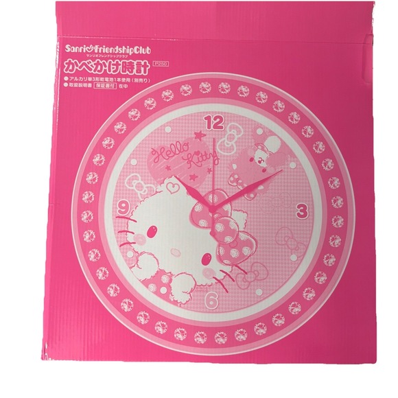 NIB Sanrio Authentic Hello Kitty Wall Clock Pink/Bejeweled  From Japan - Picture 3 of 4